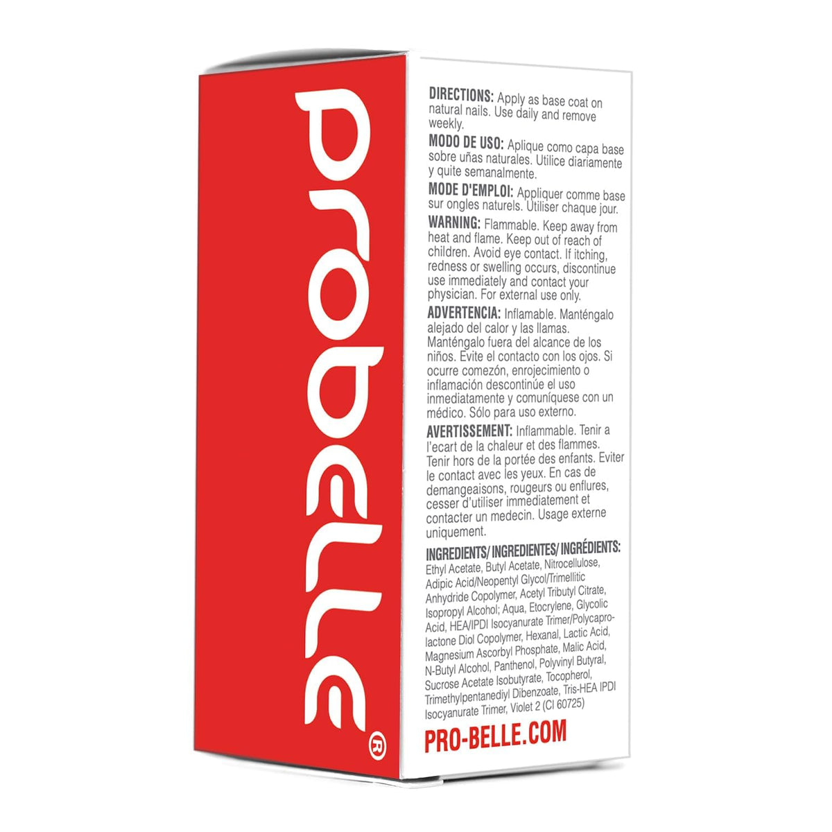 Probelle bottle on vanity illustrating routine use and shine benefit