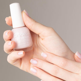 Probelle close-up of pearly finish on nail hiding yellowing effectively