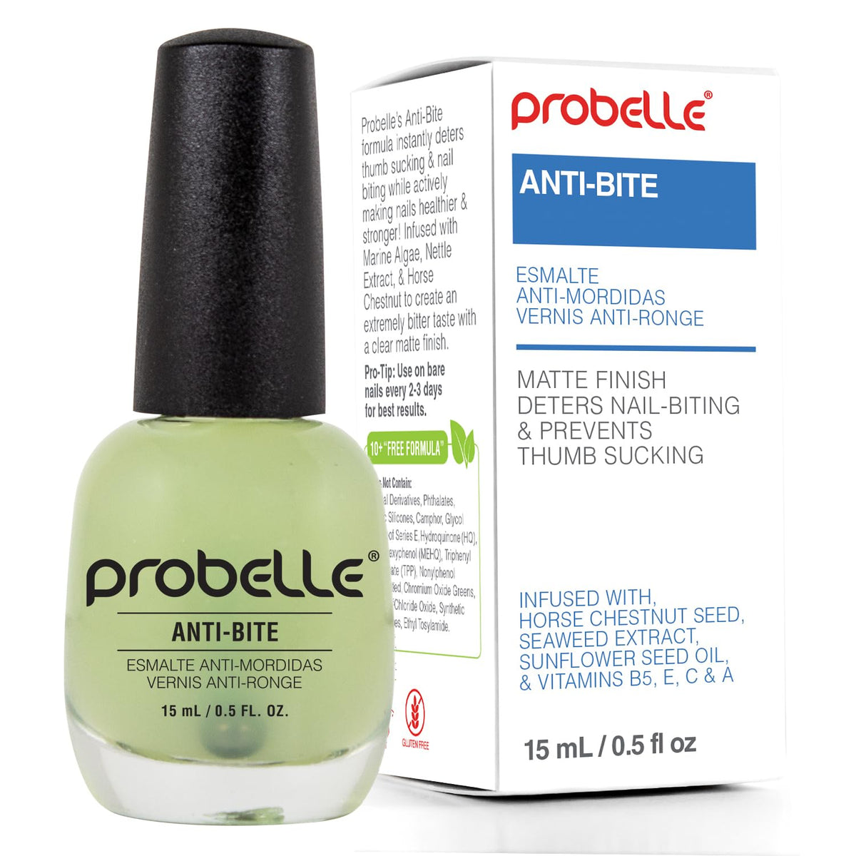 Probelle front packaging showing bottle and label, clear protective benefit