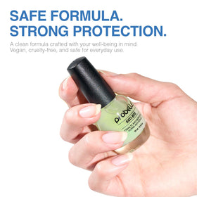 Probelle bottle beside ruler to show 0.5 fl oz size and portability
