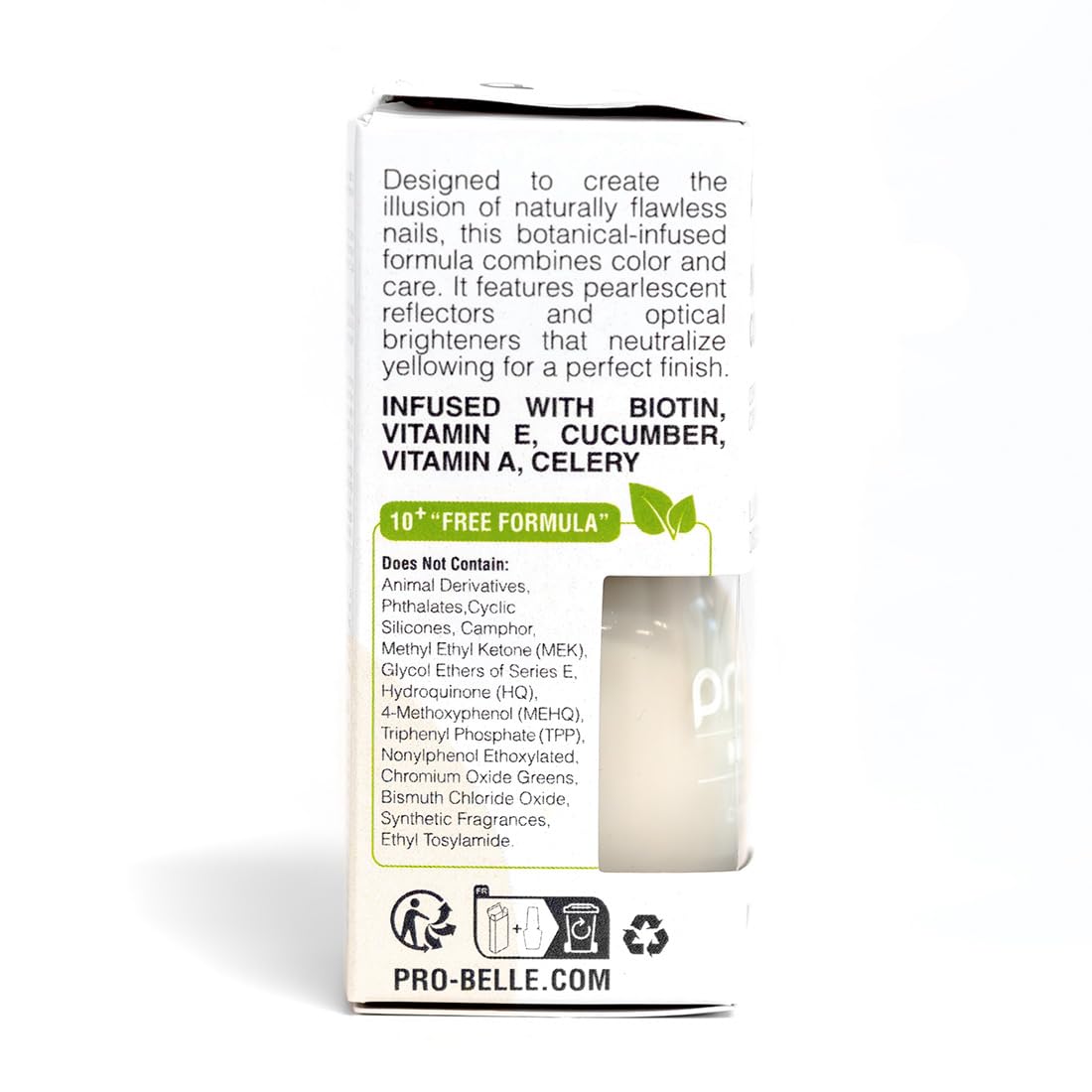 Probelle bottle next to coin for compact size and travel convenience