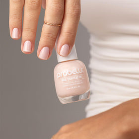 Close-up texture of Probelle polish highlighting soft-focus shimmer effect
