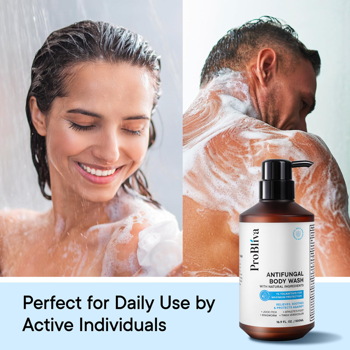 Applying ProBliva to back to help reduce body acne and oil