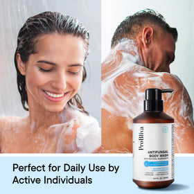 Applying ProBliva to back to help reduce body acne and oil