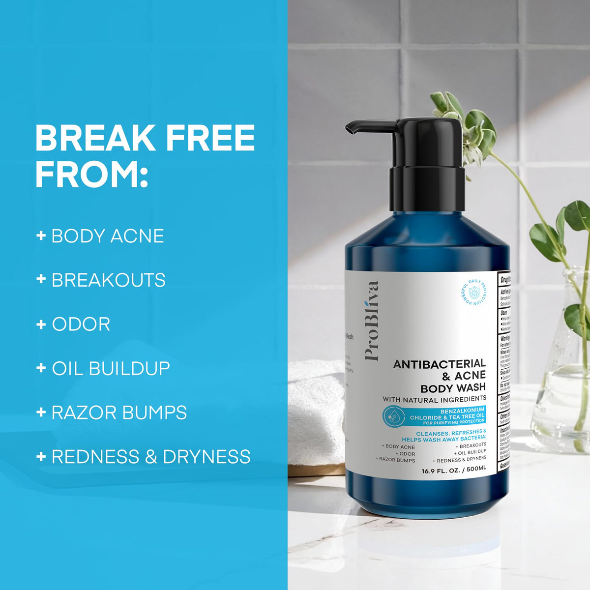 ProBliva back label with directions and ingredient information for confident use