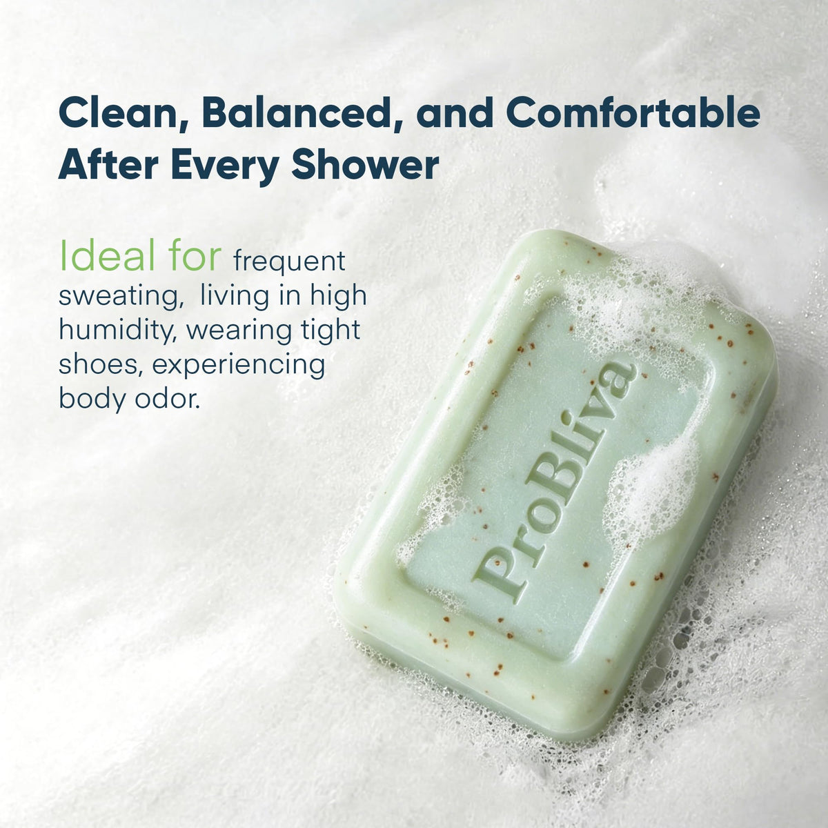 ProBliva soap bar held in hand to show size and portable convenience