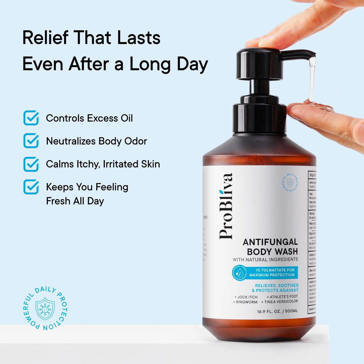 Feet being washed with ProBliva to help manage athlete's foot