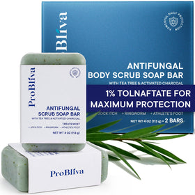 ProBliva front packaging showing two antifungal soap bars and label benefits