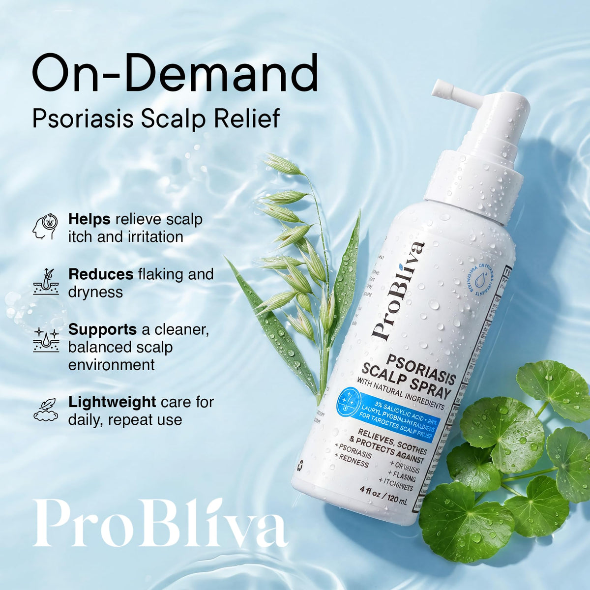 ProBliva precision nozzle close-up for targeted scalp application and controlled spray