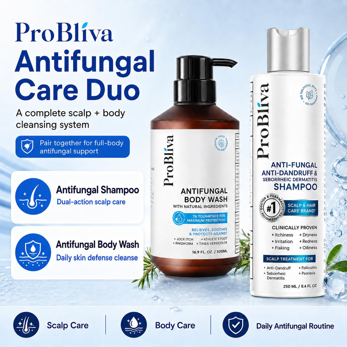 ProBliva after-wash hair result showing cleaner scalp and reduced visible flakes