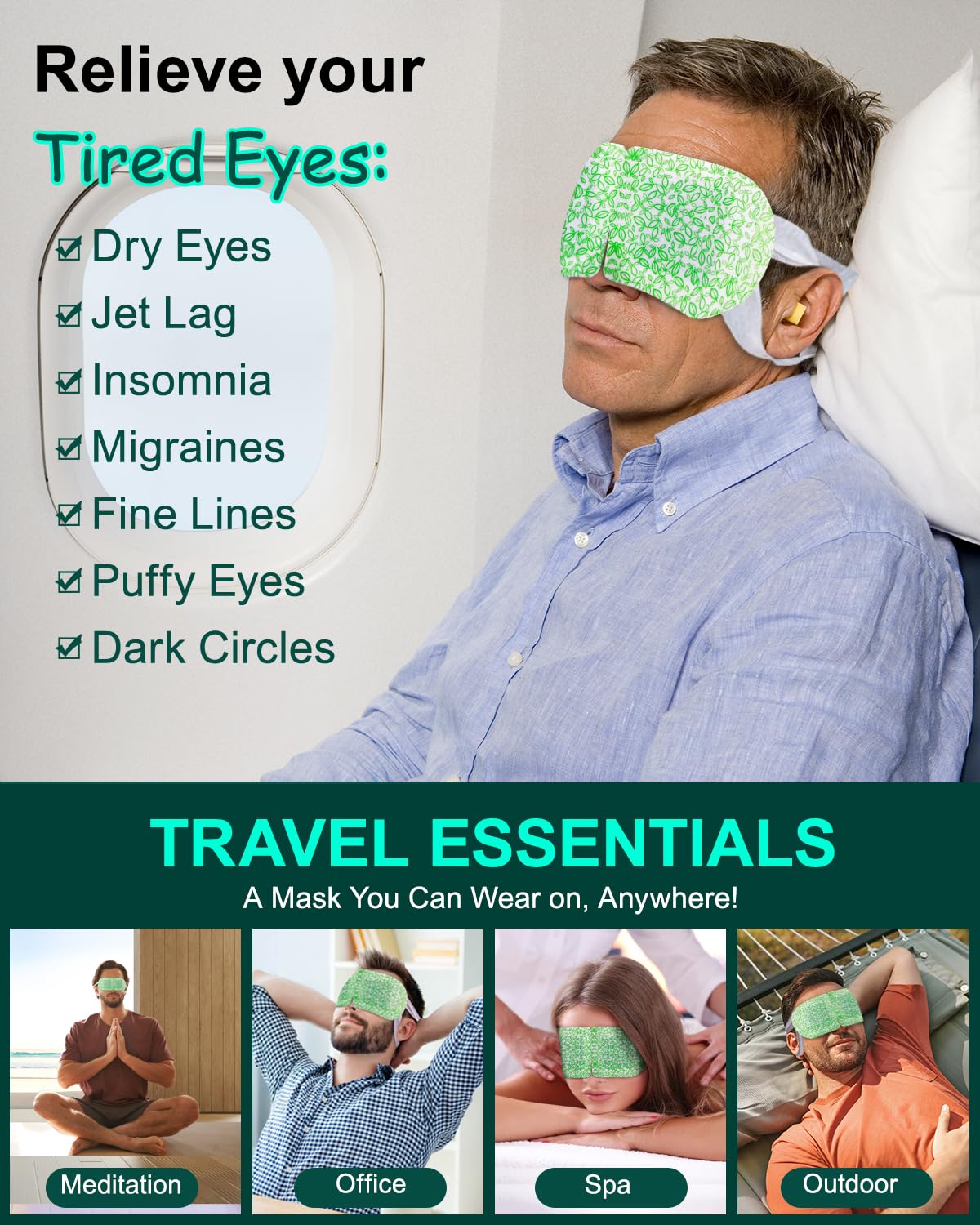 Person wearing ProCIV steam eye mask to relax eyes during a break