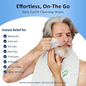 ProCIV single sachet opened revealing pre‑moistened eyelid wipe for convenience