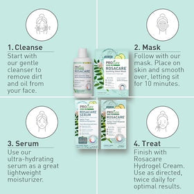 PROcure applied on cheek demonstrating color-correcting and calming effect