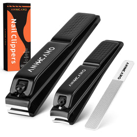 Nail Clippers with Glass Nail File front packaging showing set and eco box for gifting