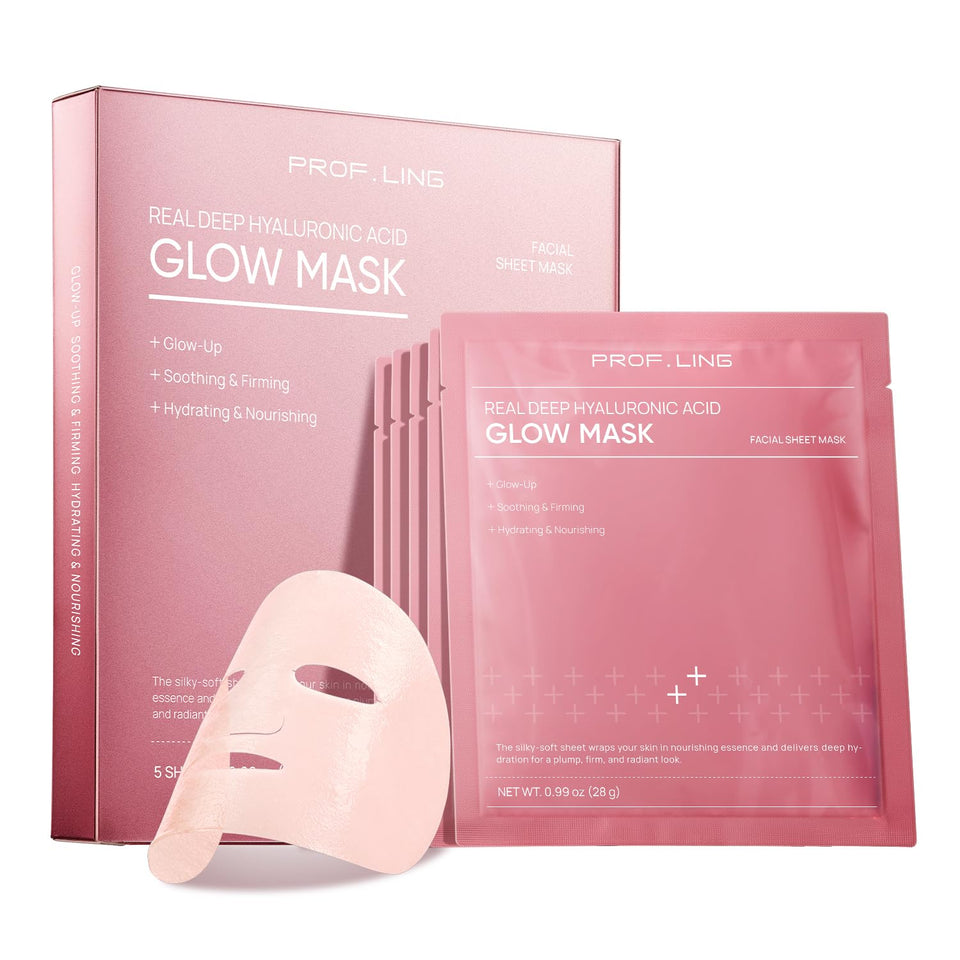 PROF.LING front packaging showing five sheet masks and benefits