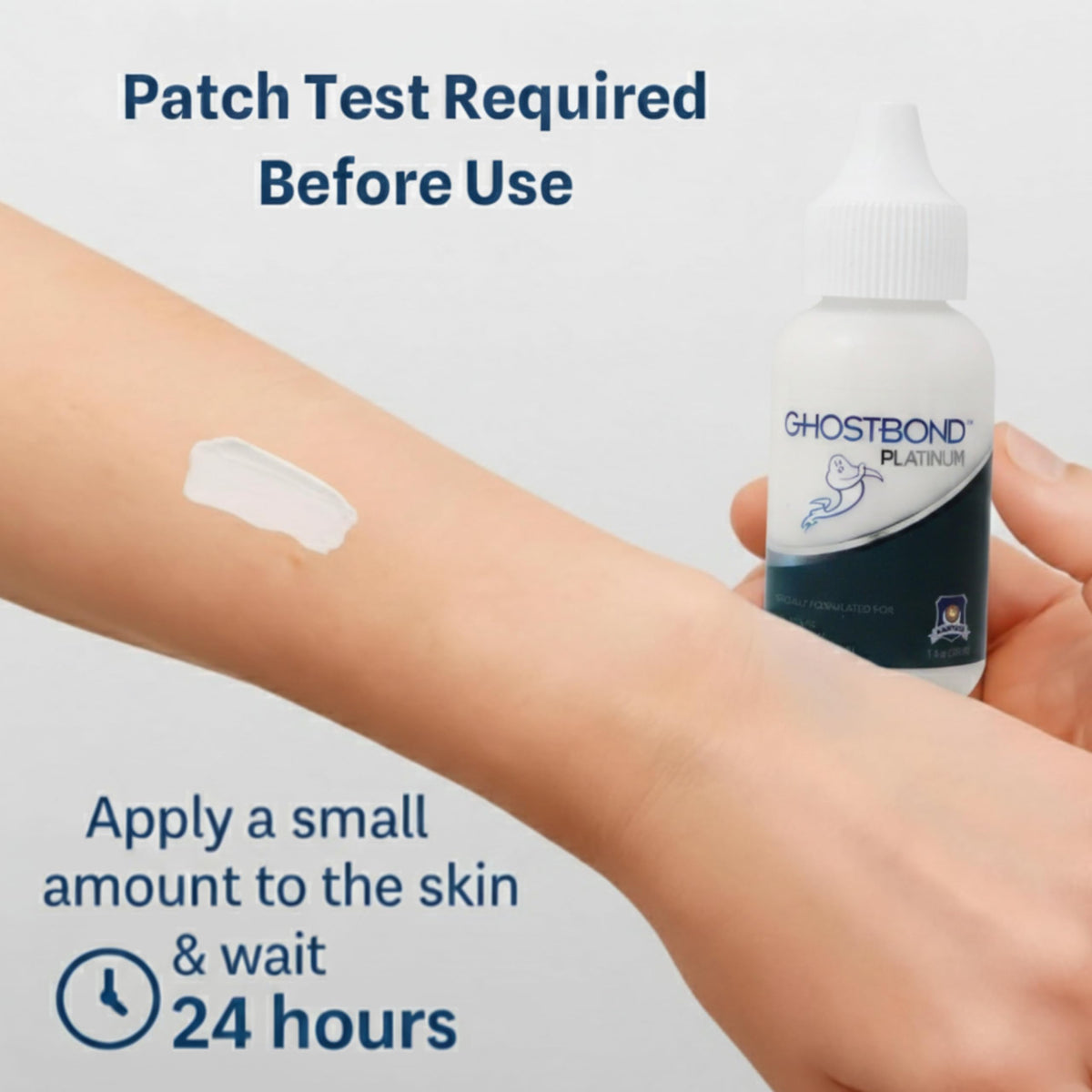 Professional Hair Labs Ghostbond Platinum being removed with adhesive cleanser, safe removal