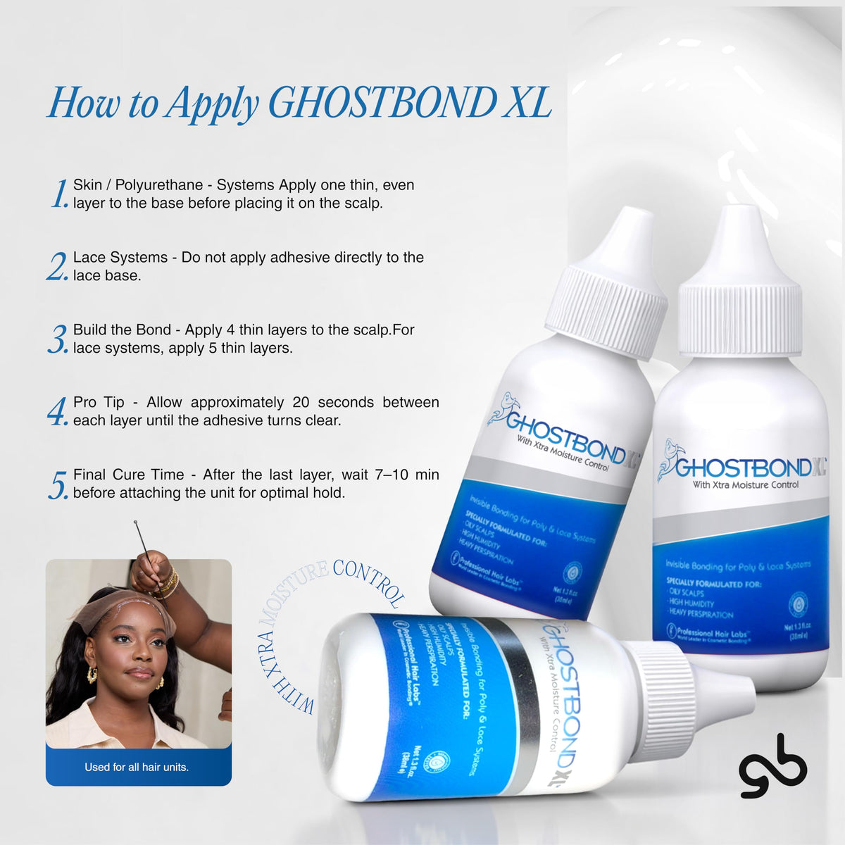 Professional Hair Labs GHOSTBOND XL close-up of clear dried edge blending into skin for invisible hairline