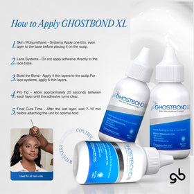 Professional Hair Labs GHOSTBOND XL close-up of clear dried edge blending into skin for invisible hairline