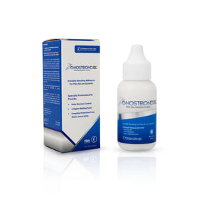 Professional Hair Labs GHOSTBOND XL dropper applying adhesive to base for precise control and neat edges