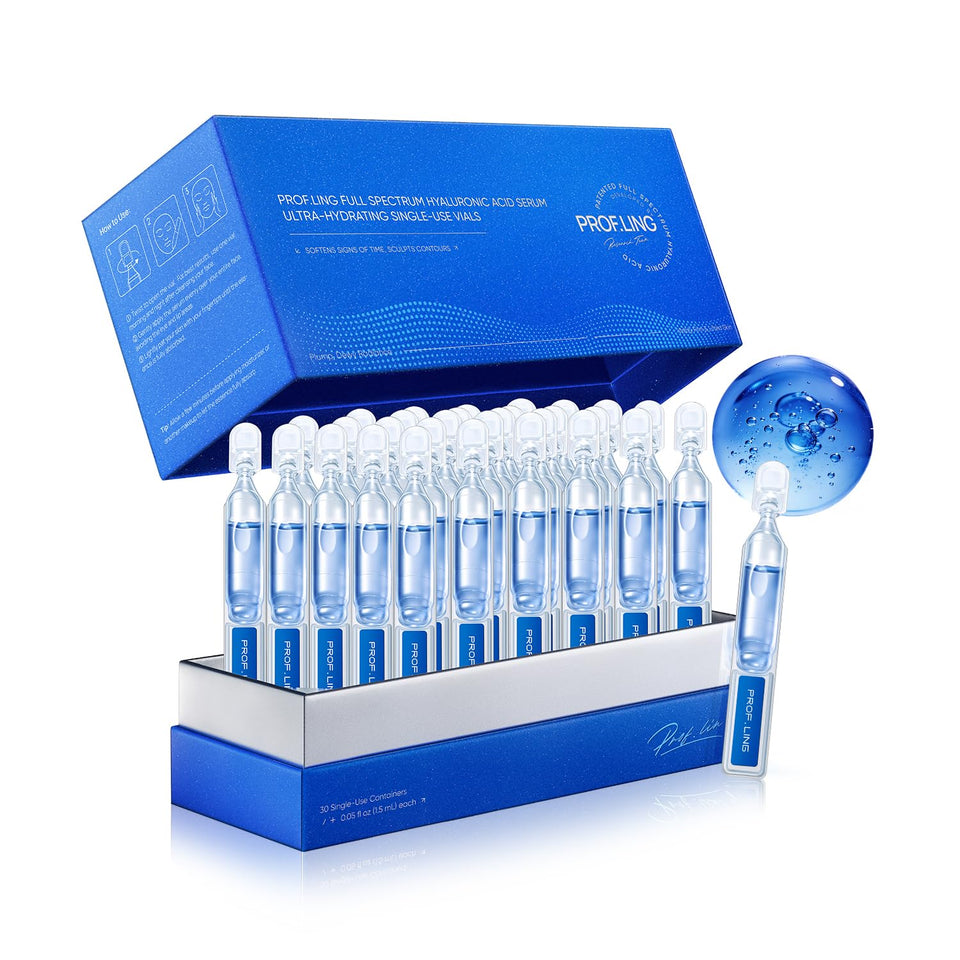 PROF.LING front packaging of 30 single-use vials showing hygienic design and benefits