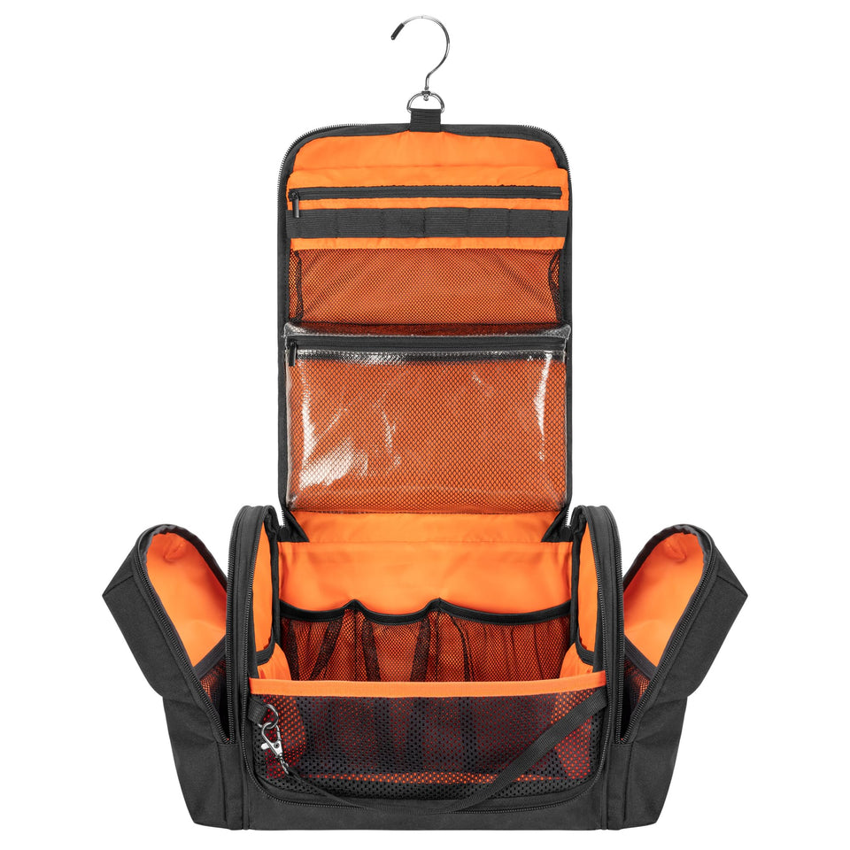 Prokva front view of toiletry bag showing compact organized exterior and quick-access pockets benefit