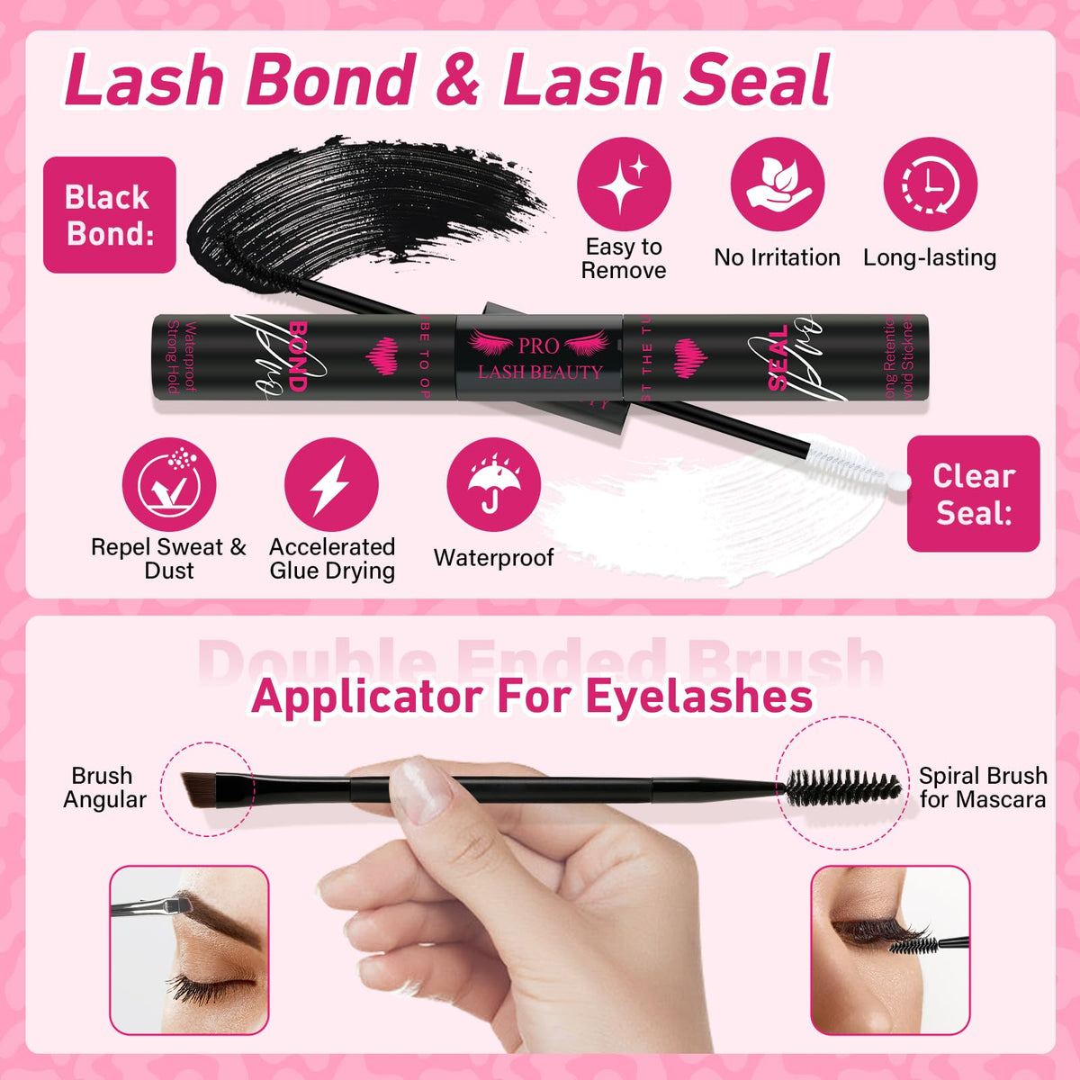 PRO LASHBEAUTY applicator with lash bond and seal demonstrating controlled placement advantage
