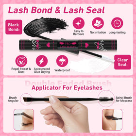 PRO LASHBEAUTY applicator with lash bond and seal demonstrating controlled placement advantage