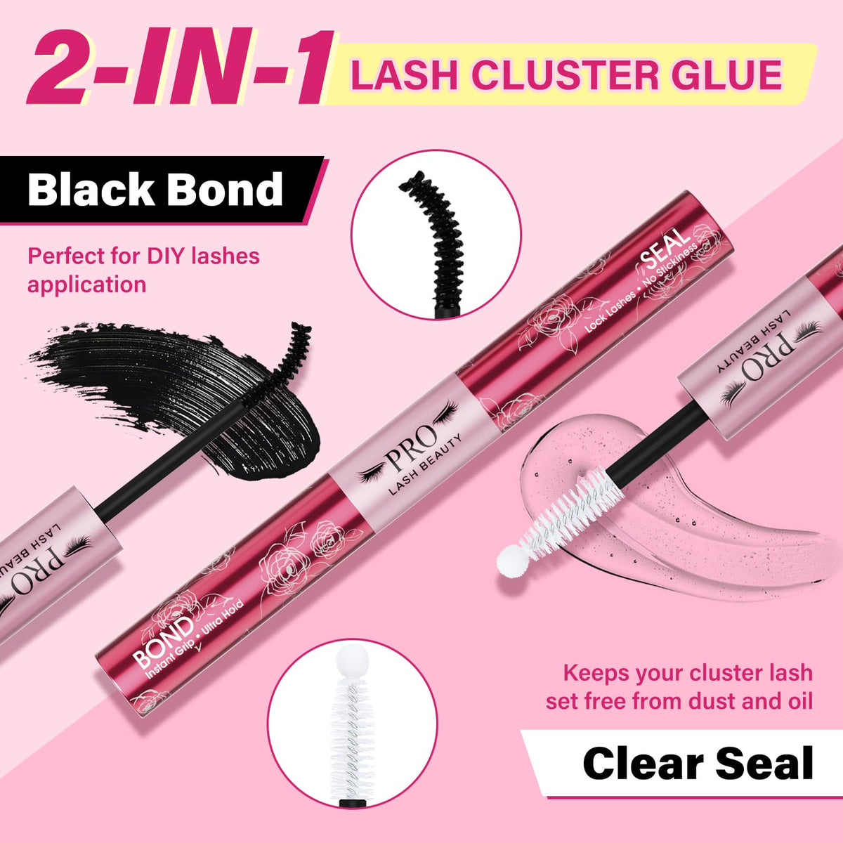 PRO LASHBEAUTY black bond wand applying precise adhesive for defined liner effect