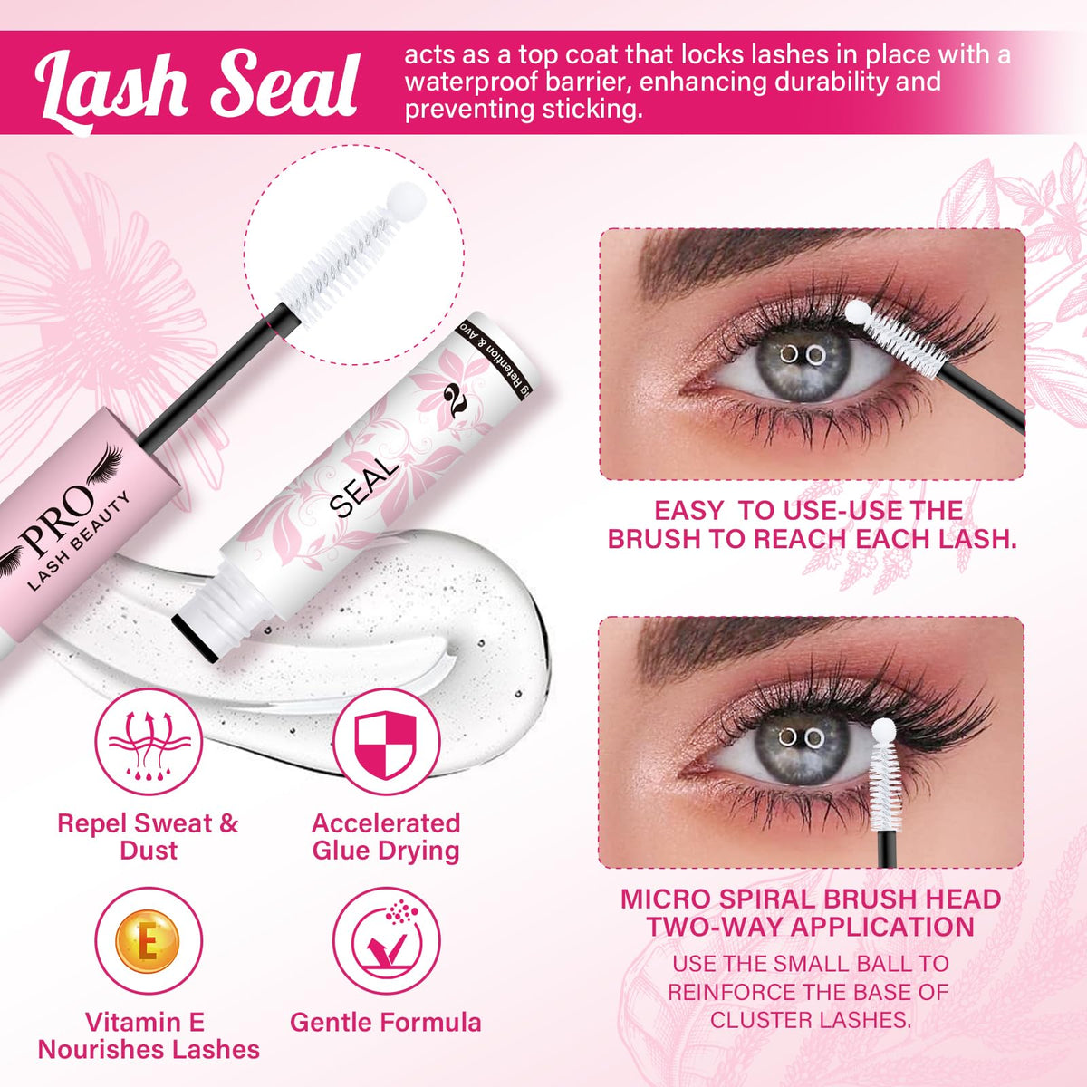 PRO LASHBEAUTY clear bond droplet on lash strip, demonstrates quick drying benefit