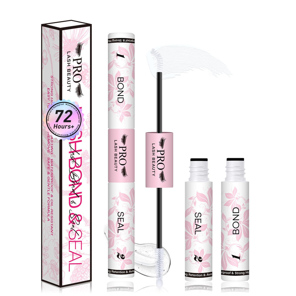 PRO LASHBEAUTY front packaging showing dual clear bond and seal, fast application benefit
