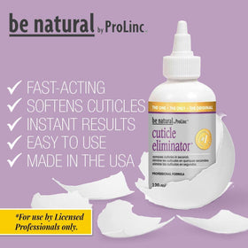 ProLinc bottle beside manicure tools to show 4 fl oz scale and usage