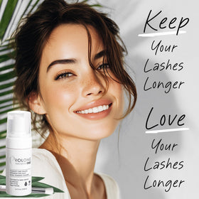 PROLONG LASH foamy texture close-up displaying soft bubble foam for gentle cleansing