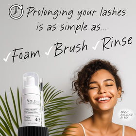 PROLONG LASH in-use removing eyeliner from lashes, demonstrating safe everyday makeup removal