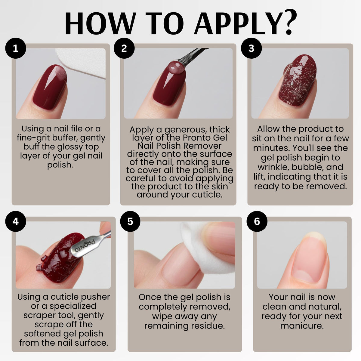 Pronto being applied to a nail for quick 3–5 minute removal