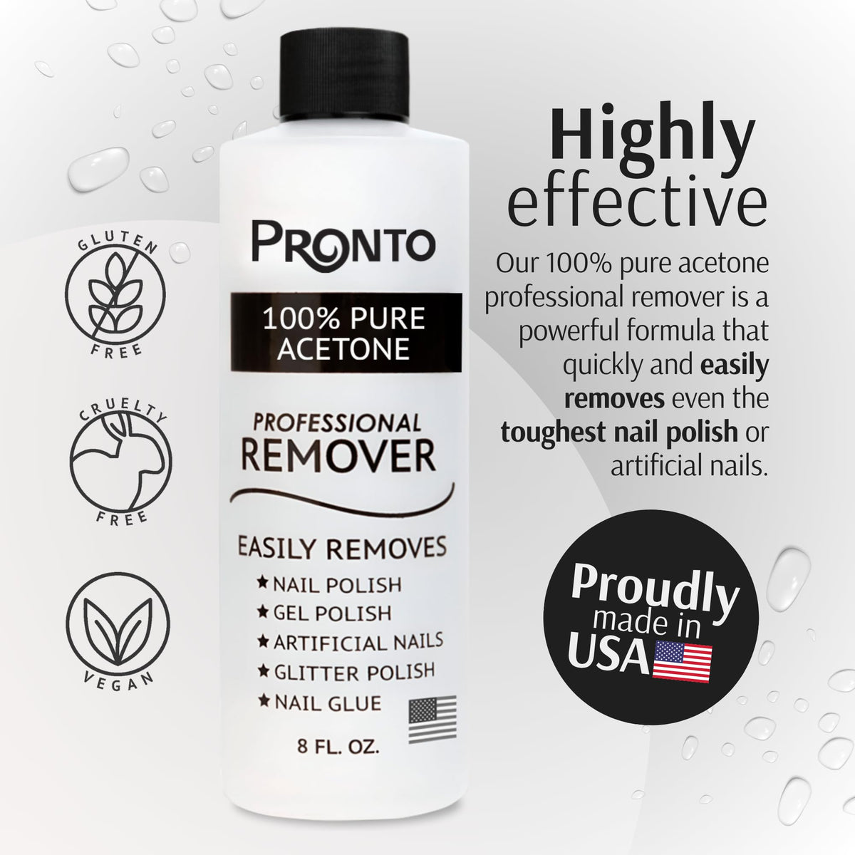 Pronto gel texture close-up displaying thick acetone gel for controlled application