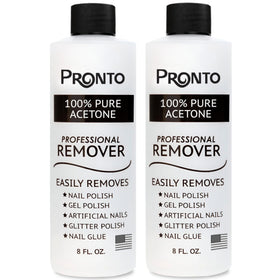 Pronto front label on 8oz bottle showing clear acetone and product name benefit