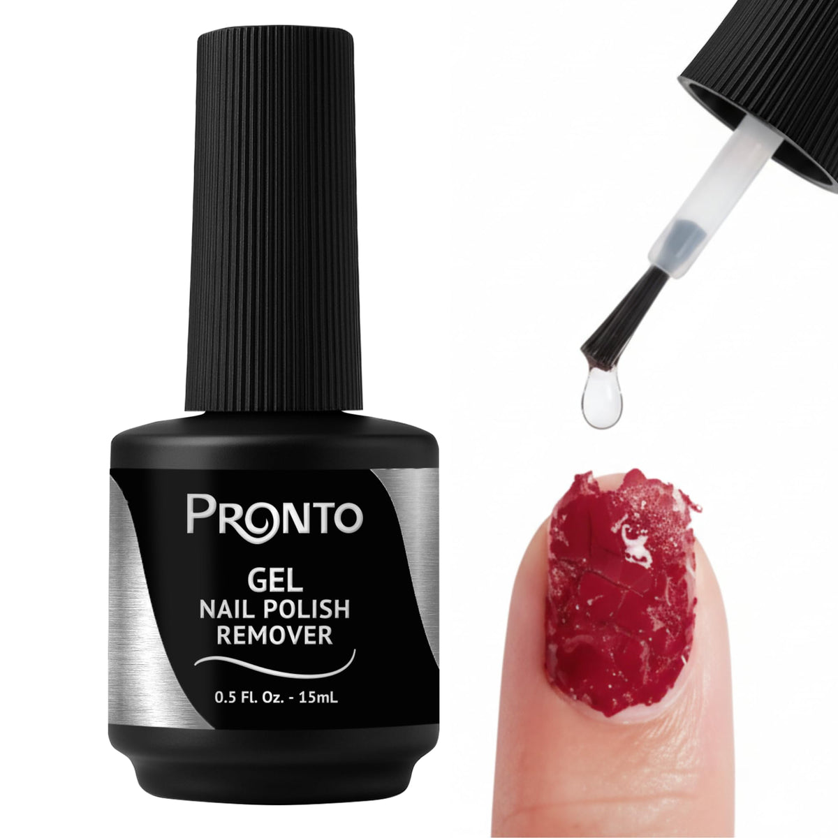 Pronto front packaging showing bottle and label, fast removal benefit