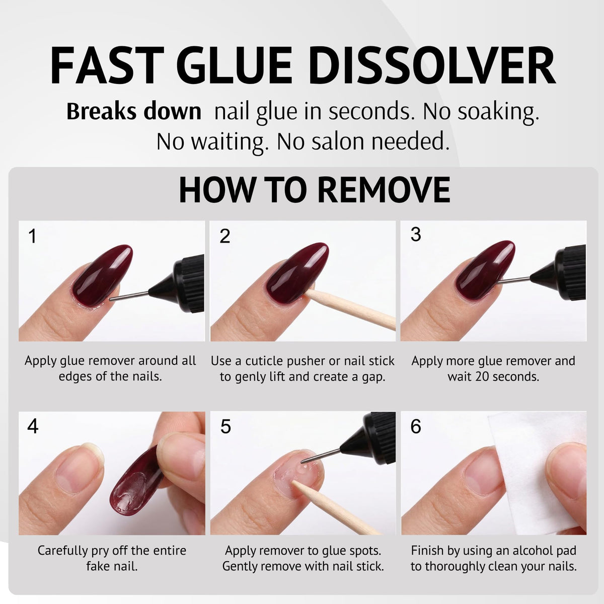 Pronto in use removing a press-on nail with targeted application benefit