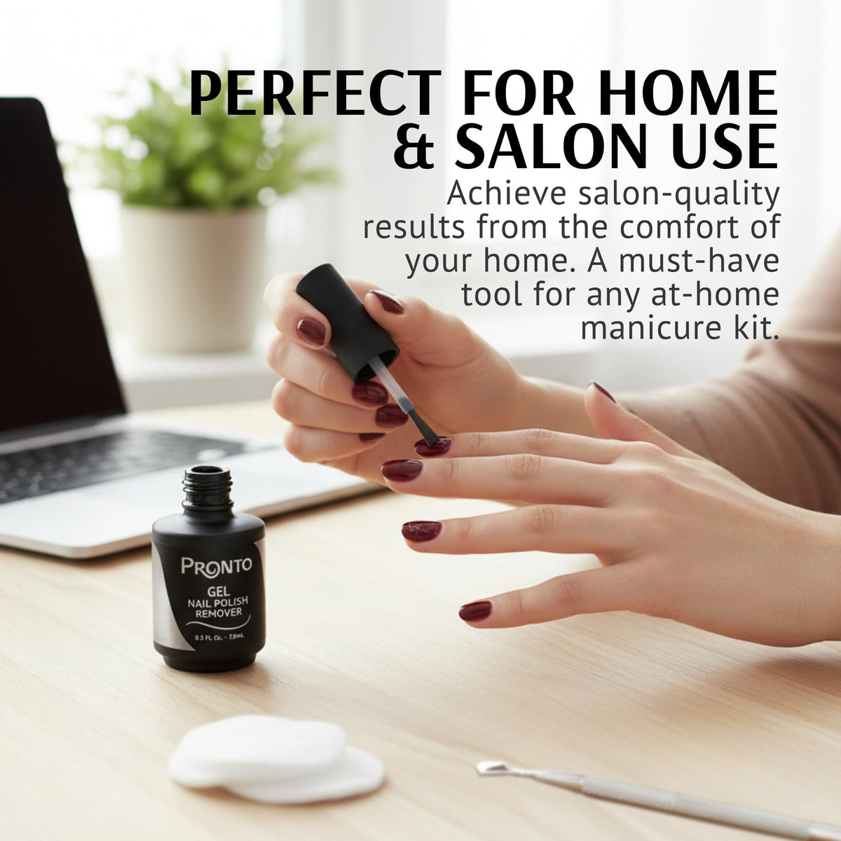 Pronto softened polish lifting off nail, showcasing easy peel benefit