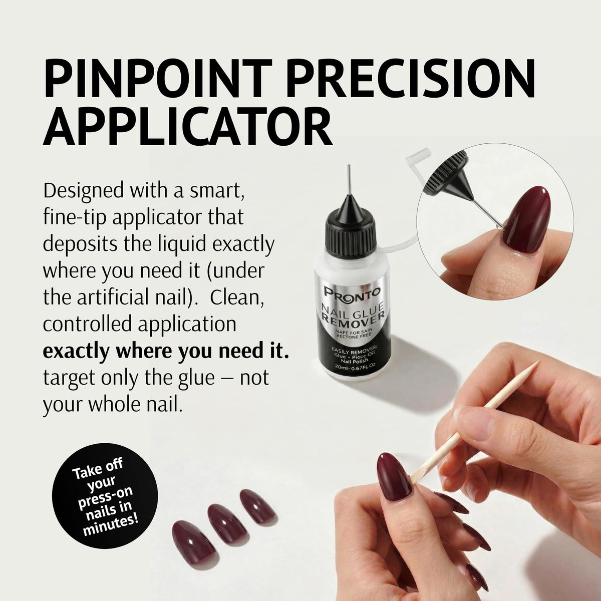 Pronto solution texture and color in dropper demonstrating gentle formula