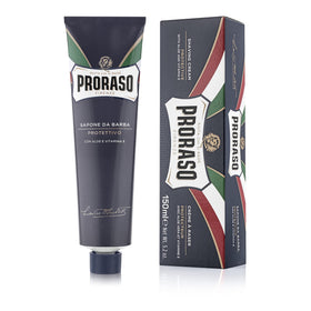 Proraso tube front view showing product label and travel-ready size benefit