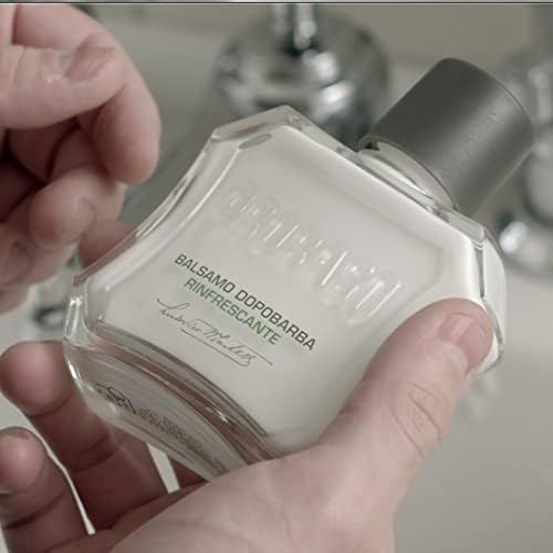 Proraso balm on bathroom shelf in grooming setup suggesting daily barbershop-style refresh