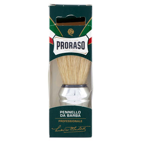 Proraso brush front view showing boar bristles and sturdy handle for improved lathering
