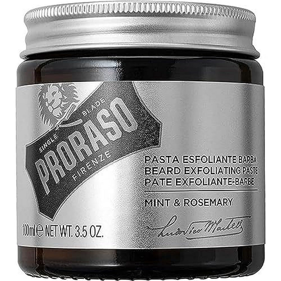 Proraso front packaging showing exfoliating beard paste and clear labeling for easy identification