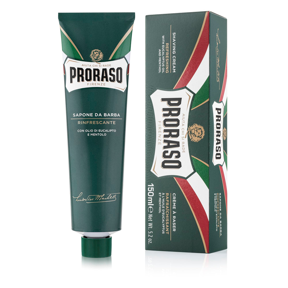 Proraso front tube showing label and size, clear product identity and premium look