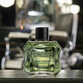 Proraso bottle in bathroom routine, shows practical daily use benefit