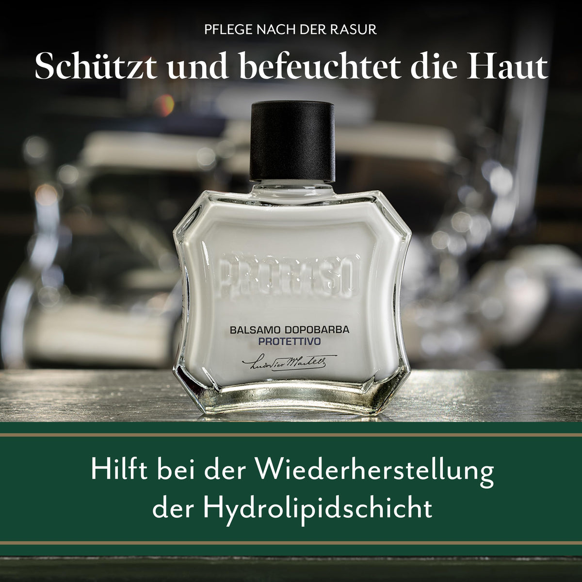 Proraso after shave balm applied to jawline demonstrating soothing relief