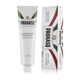 Proraso tube front view showing product branding and gentle formula benefit