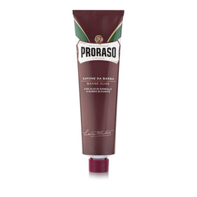 Proraso shaving cream texture close-up showing rich lather and moisturizing payoff