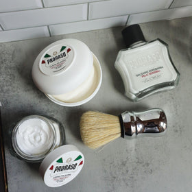 Proraso before and after shave skin comparison showing reduced irritation and smoother result benefit